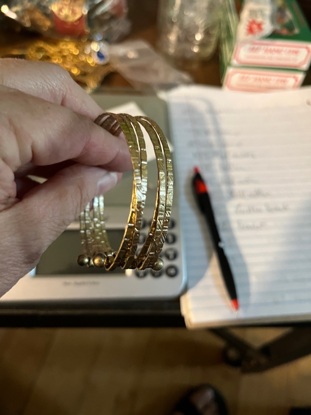 Gold Textured Multi-Band Cuff Bracelet - Women Jewelry 1482